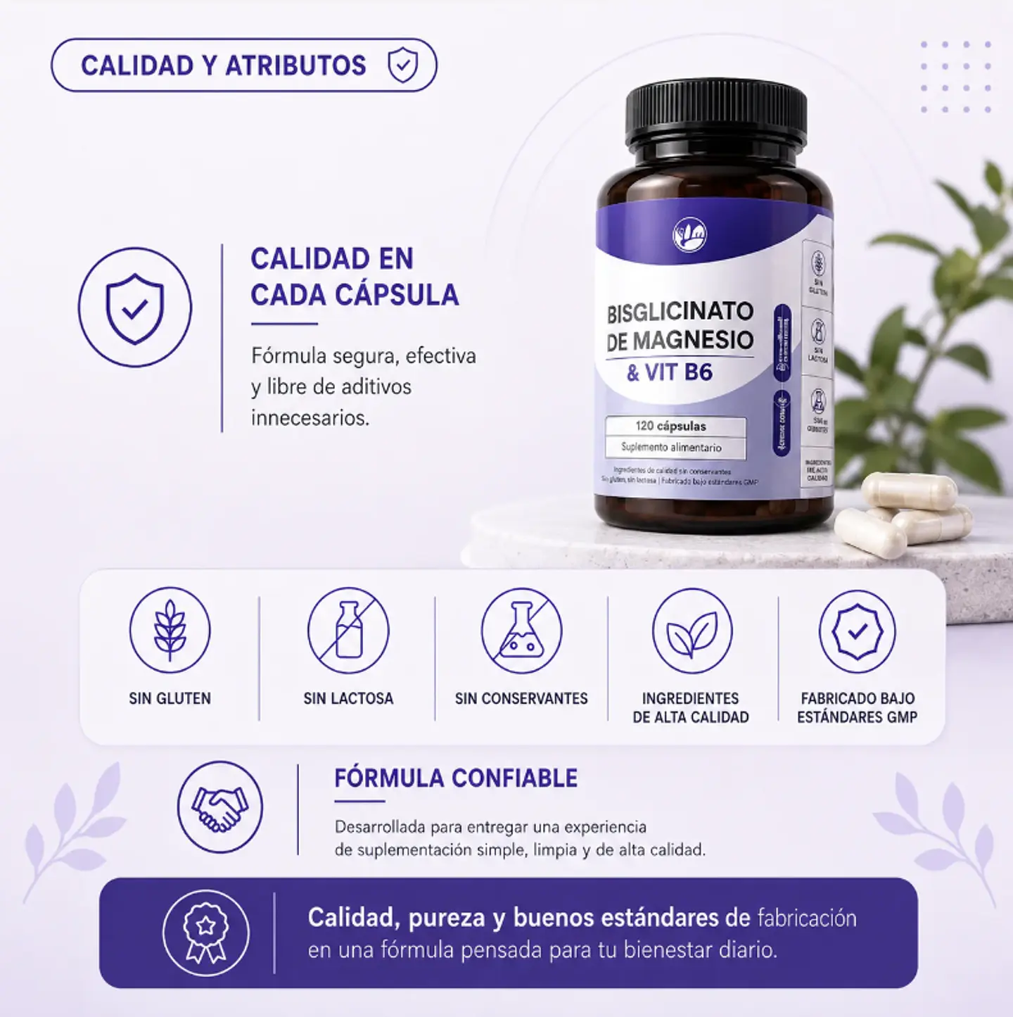 Bisglicinato de magnesio + L- Triptofano y B6 120 Caps | Sueño Profundo 4