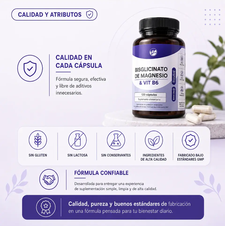Bisglicinato de magnesio + L- Triptofano y B6 120 Caps | Sueño Profundo 4