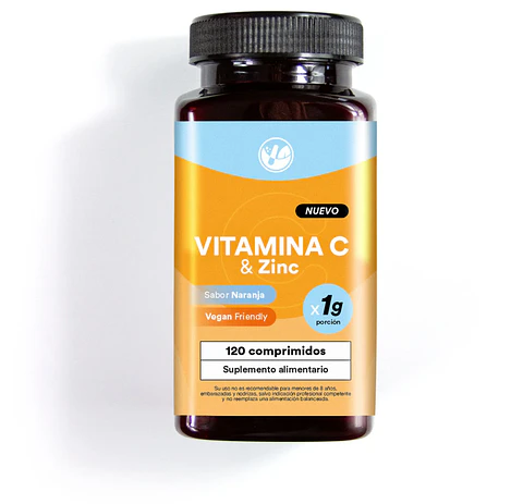 Vitamina C + Zinc Sabor Naranja sin azucar| Masticable | 120 comprimidos