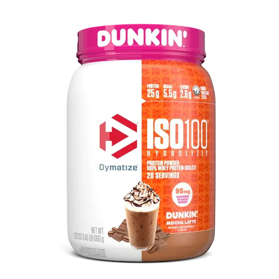 Dymatize Proteina ISO 100 1.4 Lb Dunkin Edición Limitada Mocha Latte 1