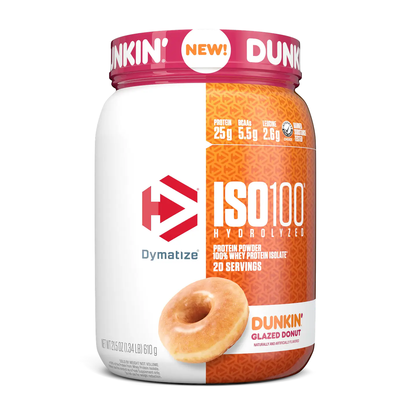 Dymatize Proteina ISO 100 1.4 Lb Dunkin Edición Limitada Glazed Donut 1