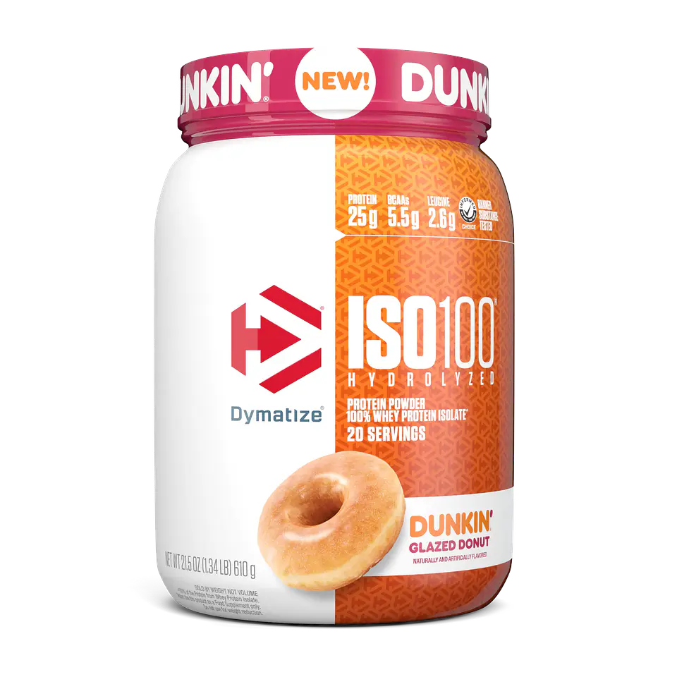 Dymatize Proteina ISO 100 1.4 Lb Dunkin Edición Limitada Glazed Donut 1
