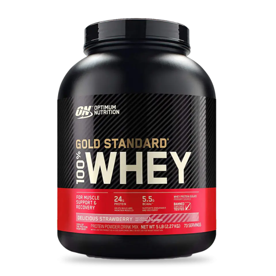 Gold Standard Proteina Optimum 100% Whey 5LB Delicious Strawberry 1