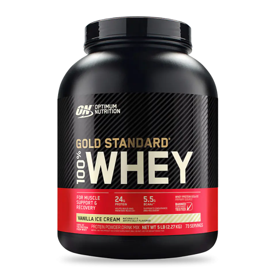 Gold Standard Proteina Optimum 100% Whey 5LB Vainilla Ice Cream 1