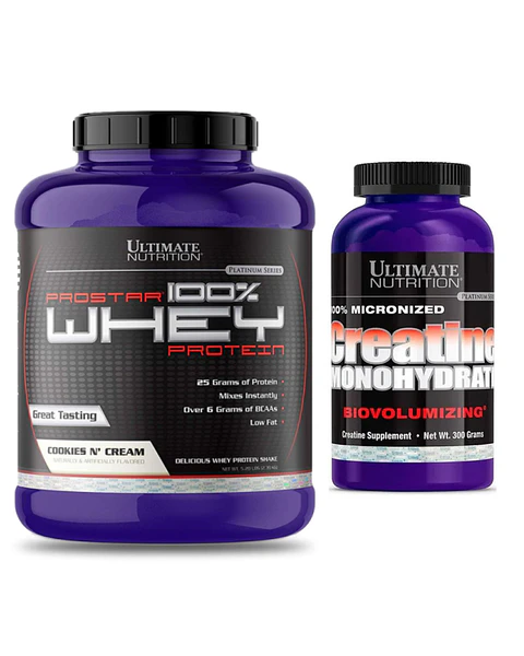 Ultimate Proteina Prostar 100% Whey 5.28 Lb Cookies And Cream + Ultimate Nutrition Creatina Biovolumizing 300 gr