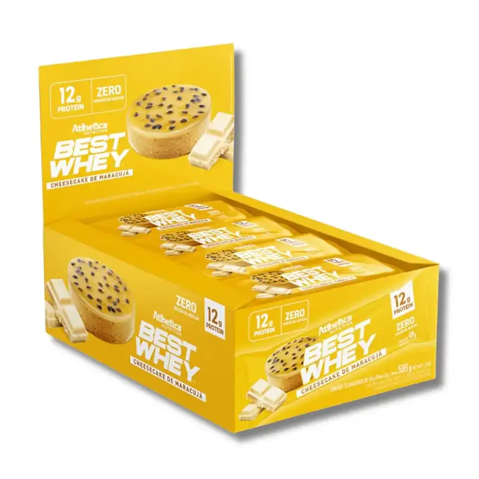 Barras de Proteína BEST WHEY ZERO 12 grs (12 unidades) 49 grs Cheesecake de Maracuyá 1