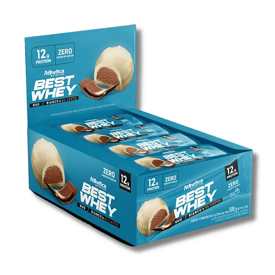 Barras de Proteína BEST WHEY ZERO 12 grs (12 unidades) 49 grs Bianco & al Latte 1