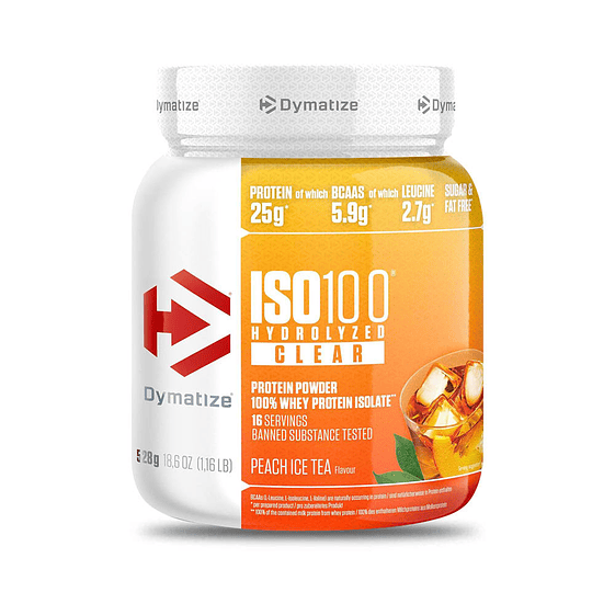 Dymatize ISO 100 Clear 1.13 lb (16 servicio) PEACH ICE TEA 1