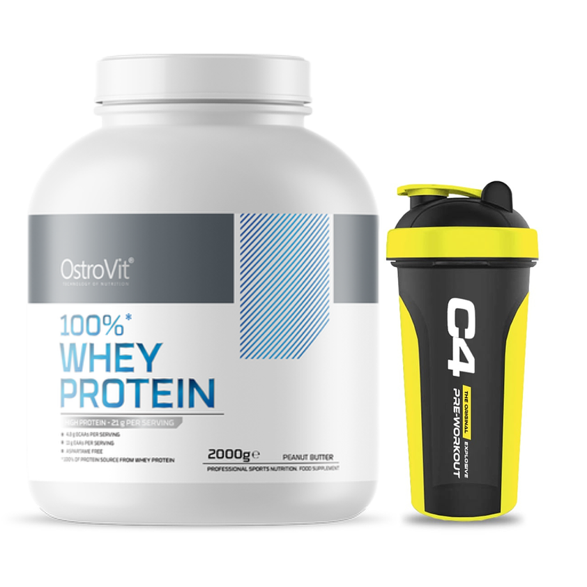 Ostrovit Proteina 100% Whey 2000 G Peanut Butter + Cellucor C4 Shaker (700 ml) 1