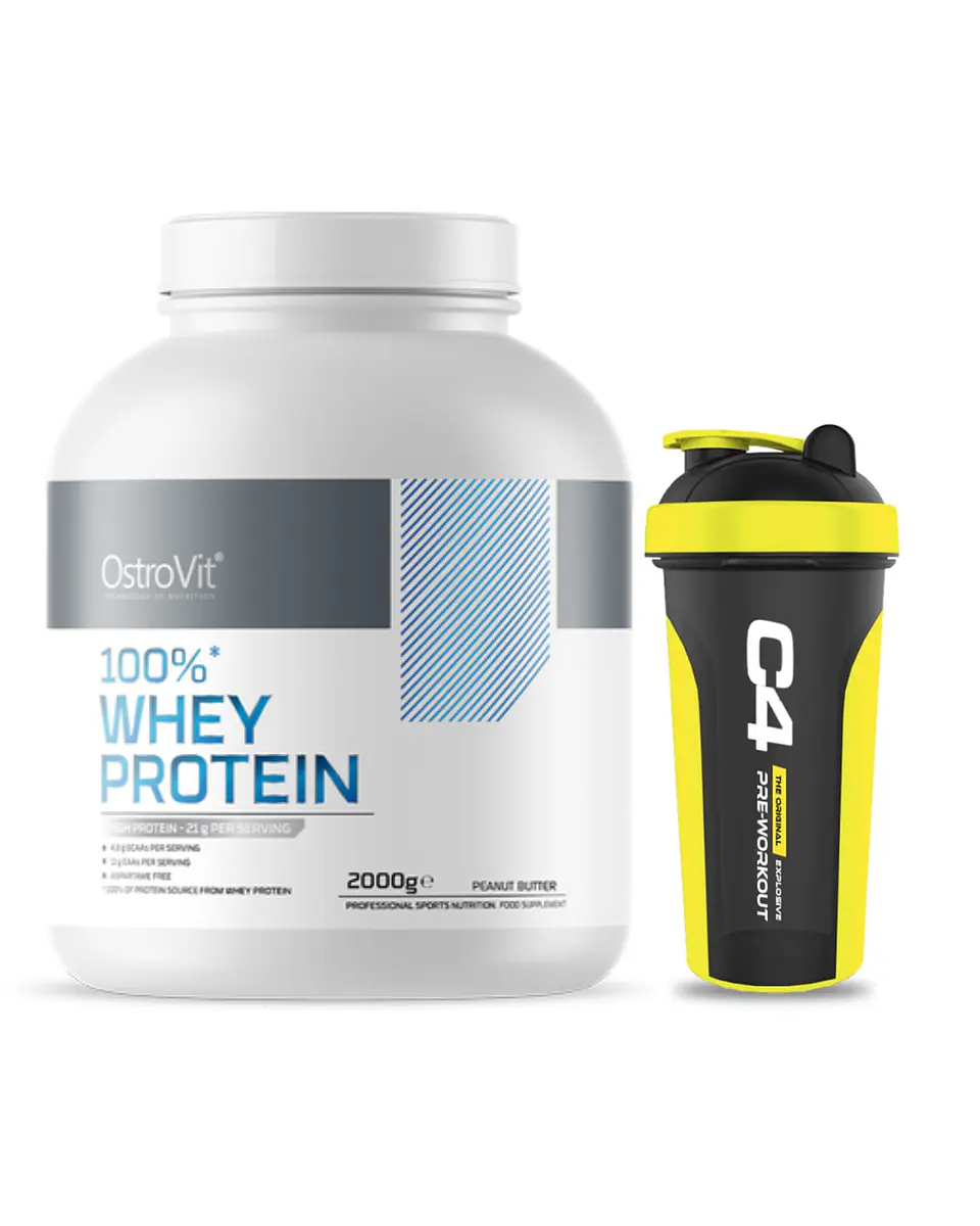 Ostrovit Proteina 100% Whey 2000 G Peanut Butter + Cellucor C4 Shaker (700 ml) 1