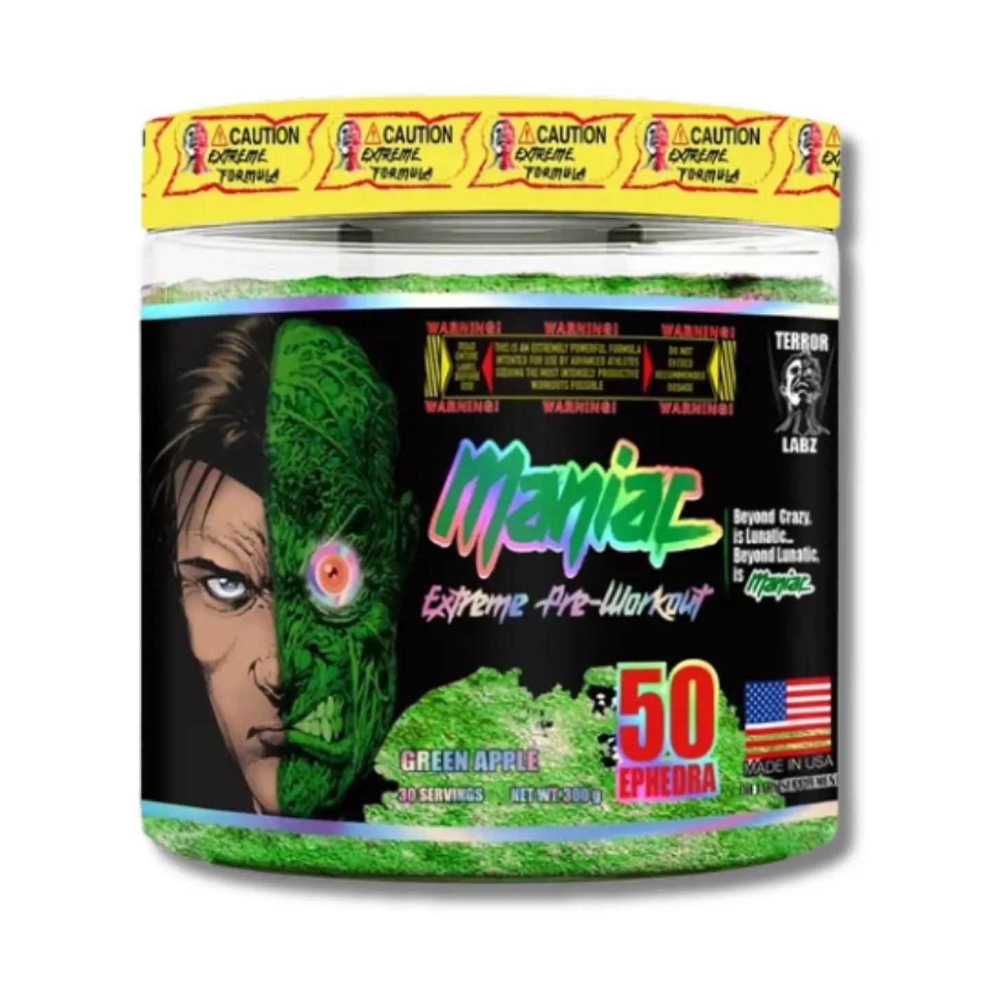 Pre entreno MANIAC EXTREME USA Green Apple 300 grs (30 servicios) 1