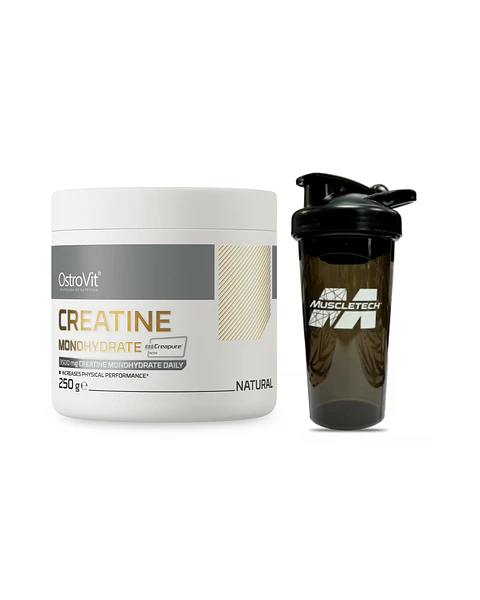 Creatina  Ostrovit Creapure 250 G Sin Sabor + Shaker Muscletech Black 700ml