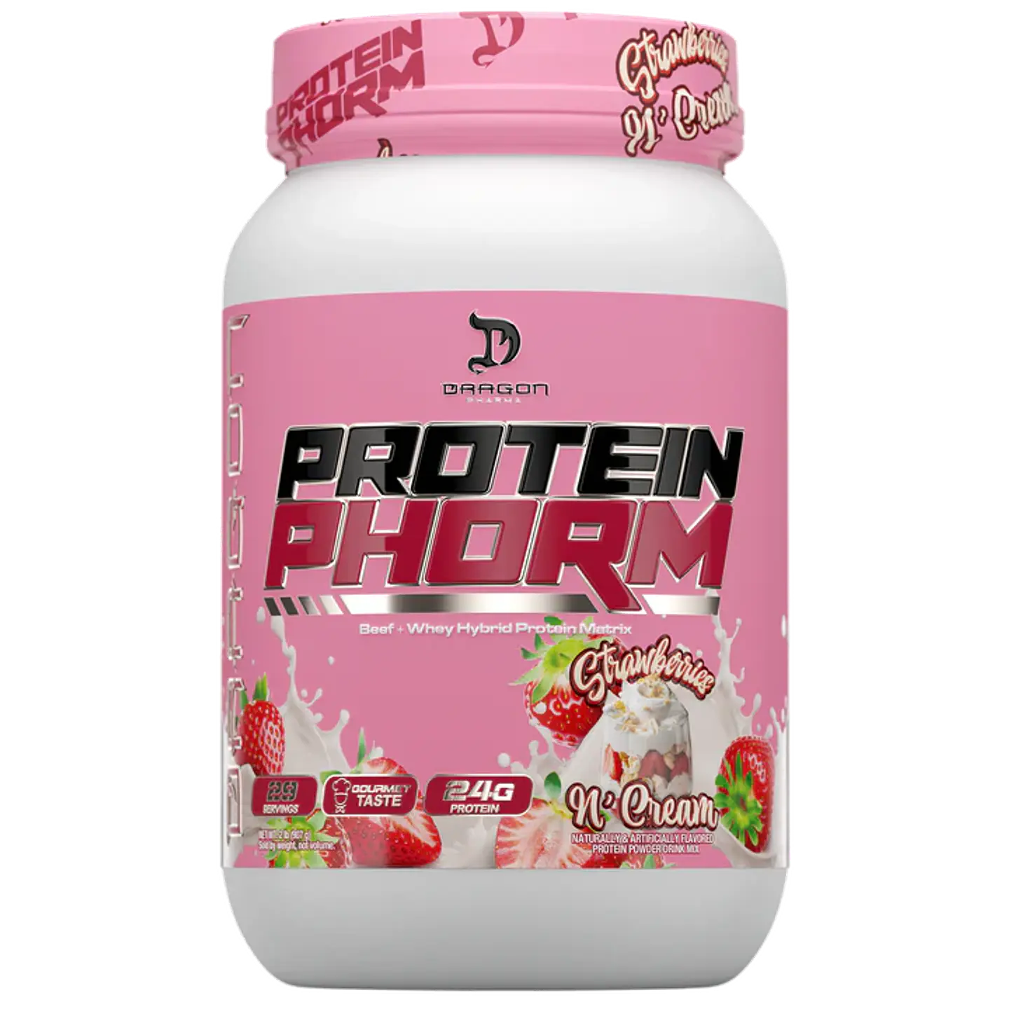 Dragon Pharma Protein PHORM Beef + Whey Hybrid Protein Matrix 2 lbs (29 servicios) Strawberry N' cream 1