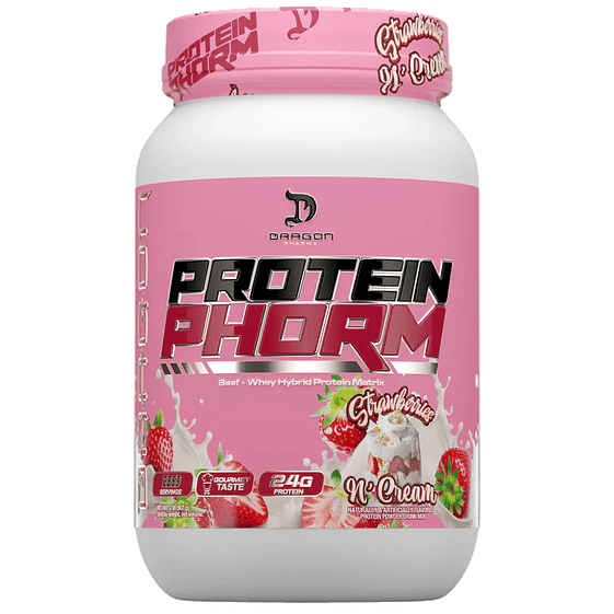 Dragon Pharma Protein PHORM Beef + Whey Hybrid Protein Matrix 2 lbs (29 servicios) Strawberry N' cream 1