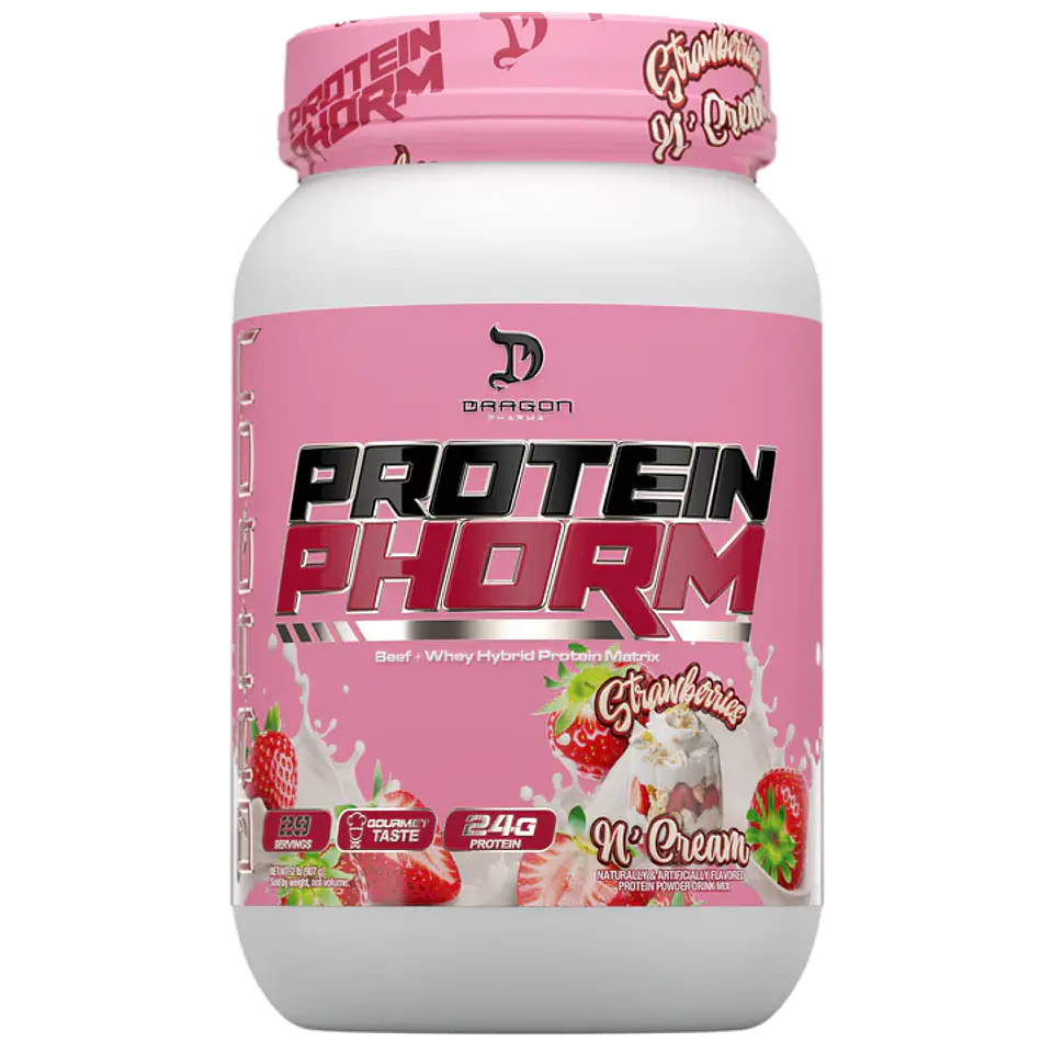 Dragon Pharma Protein PHORM Beef + Whey Hybrid Protein Matrix 2 lbs (29 servicios) Strawberry N' cream 1
