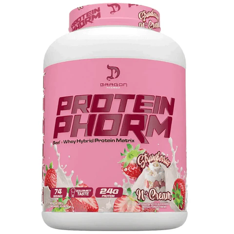 Dragon Pharma Protein PHORM Beef + Whey Hybrid Protein Matrix 5 lbs (74 servicios) Strawberry N' cream
