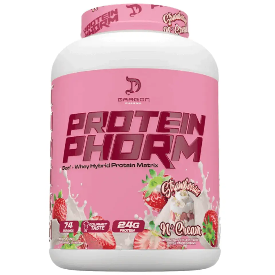 Dragon Pharma Protein PHORM Beef + Whey Hybrid Protein Matrix 5 lbs (74 servicios) Strawberry N' cream 1