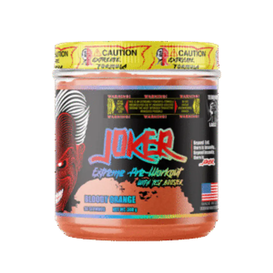 Pre entreno JOKER EXTREME With TEST BOOSTER USA 300 grs Bloody Orange (30 servicios) 1