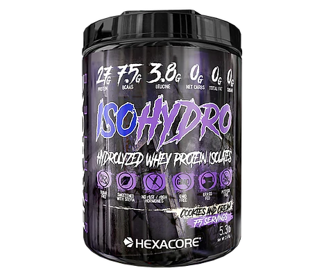 HEXACORE ISO HYDRO Hydrolyzed Whey Protein 5.3 lbs (75 servicios) Cookies and cream