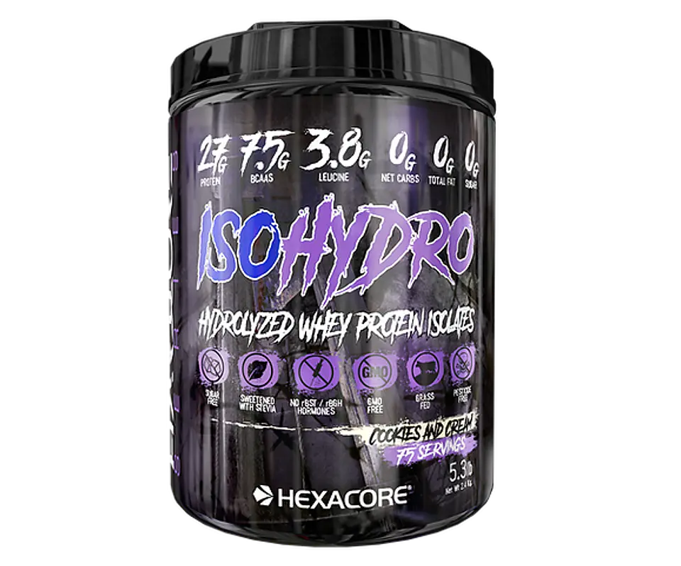 HEXACORE ISO HYDRO Hydrolyzed Whey Protein 5.3 lbs (75 servicios) Cookies and cream 1