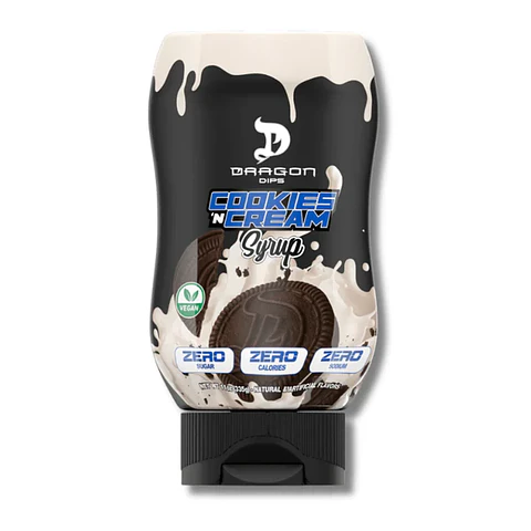 Dragon Dips COOKIES N' CREAM Syrup ZERO / Sodium / Calories / Sugar - 335 grs (27 servicios)