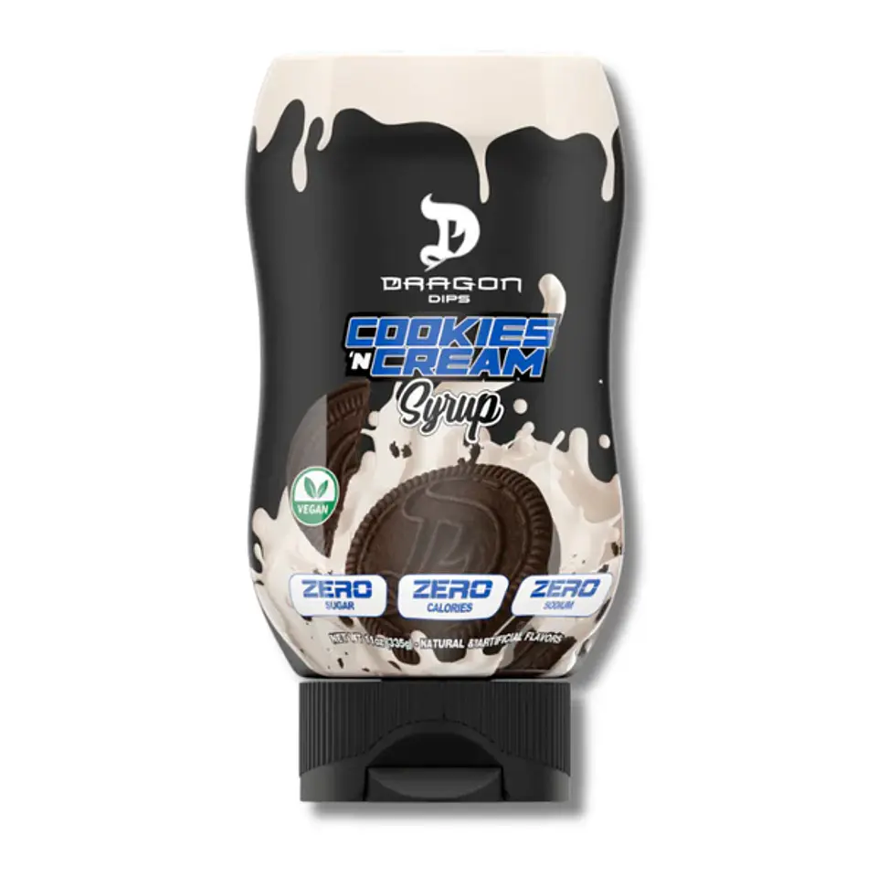 Dragon Dips COOKIES N' CREAM Syrup ZERO / Sodium / Calories / Sugar - 335 grs (27 servicios) 1