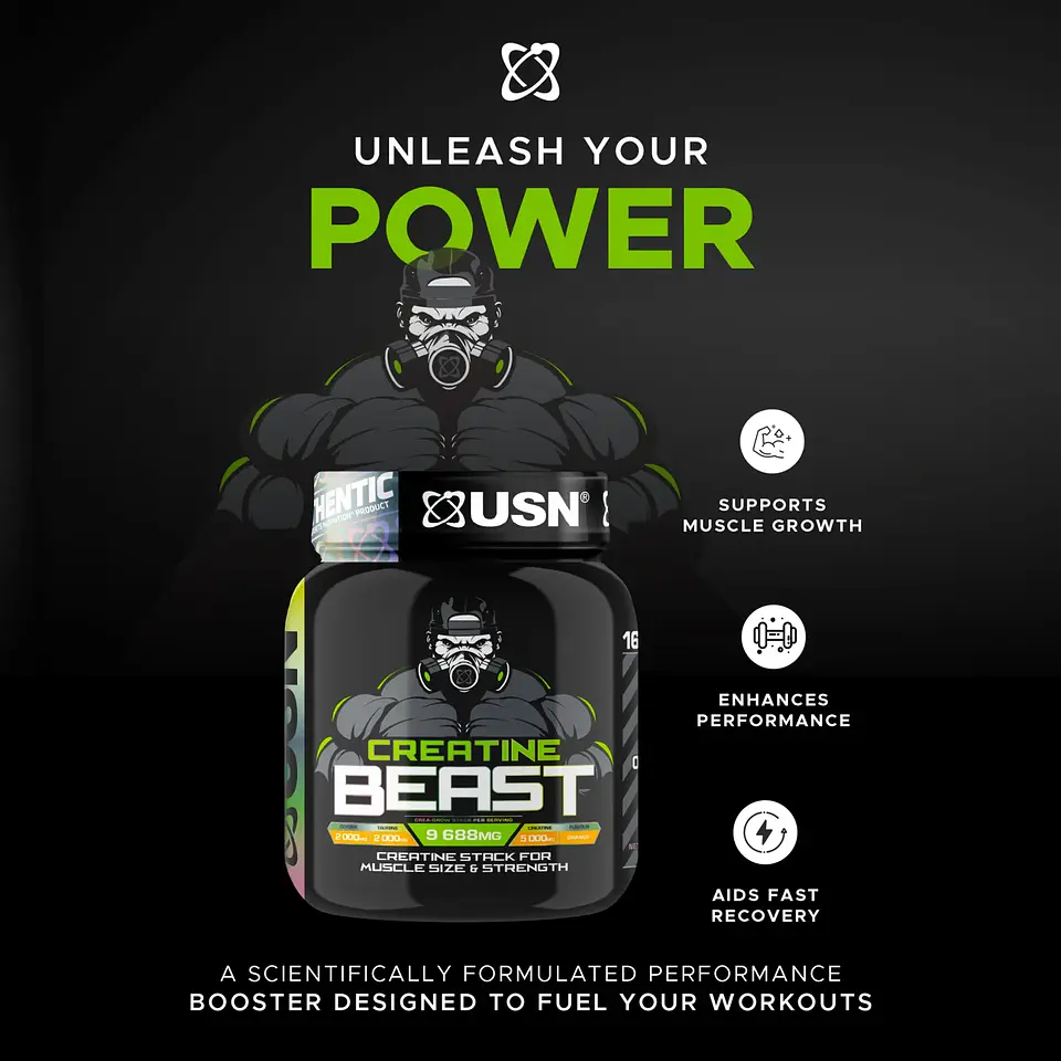 Creatina Beast USN (Creatina + Glicina + Taurina) Orange 960 grs / 8 porciones 3