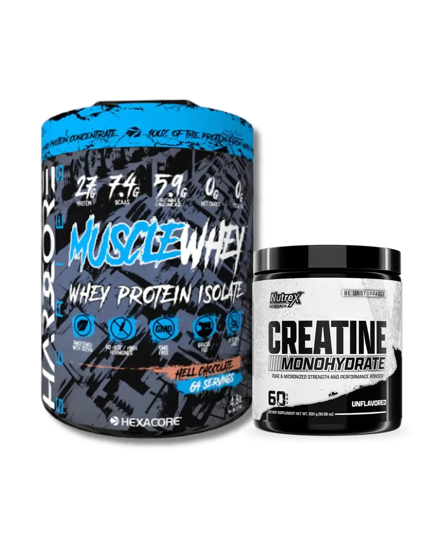 HEXACORE Muscle Whey ISOLATE 4.8 lbs Hell chocolate + Nutrex Creatina Monohydrate 300grs 1