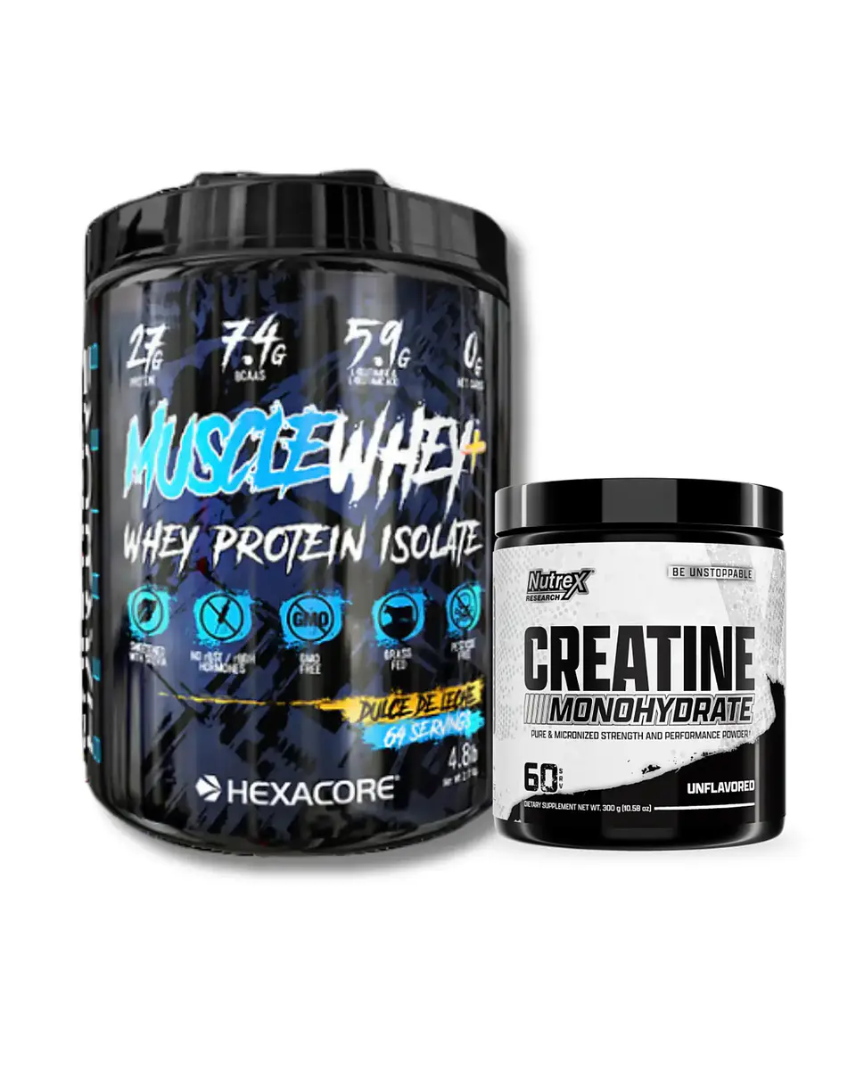 HEXACORE Muscle Whey ISOLATE 4.8 lbs Dulce de leche + Nutrex Creatina Monohydrate 300grs 1