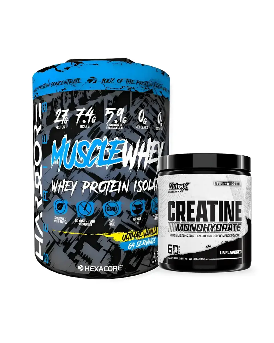 HEXACORE Muscle Whey ISOLATE 4.8 lbs Ultimate vainilla + Nutrex Creatina Monohydrate 300grs 1