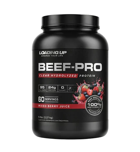 LOADING UP BEEF-PRO Clear Hydrolyzed Protein 4 lbs 60 servicios (TEXTURA DE JUGO) Blue Raspberry