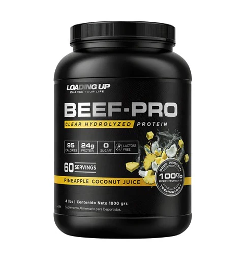 LOADING UP BEEF-PRO Clear Hydrolyzed Protein 4 lbs 60 servicios (TEXTURA DE JUGO) Pinneaple coconut