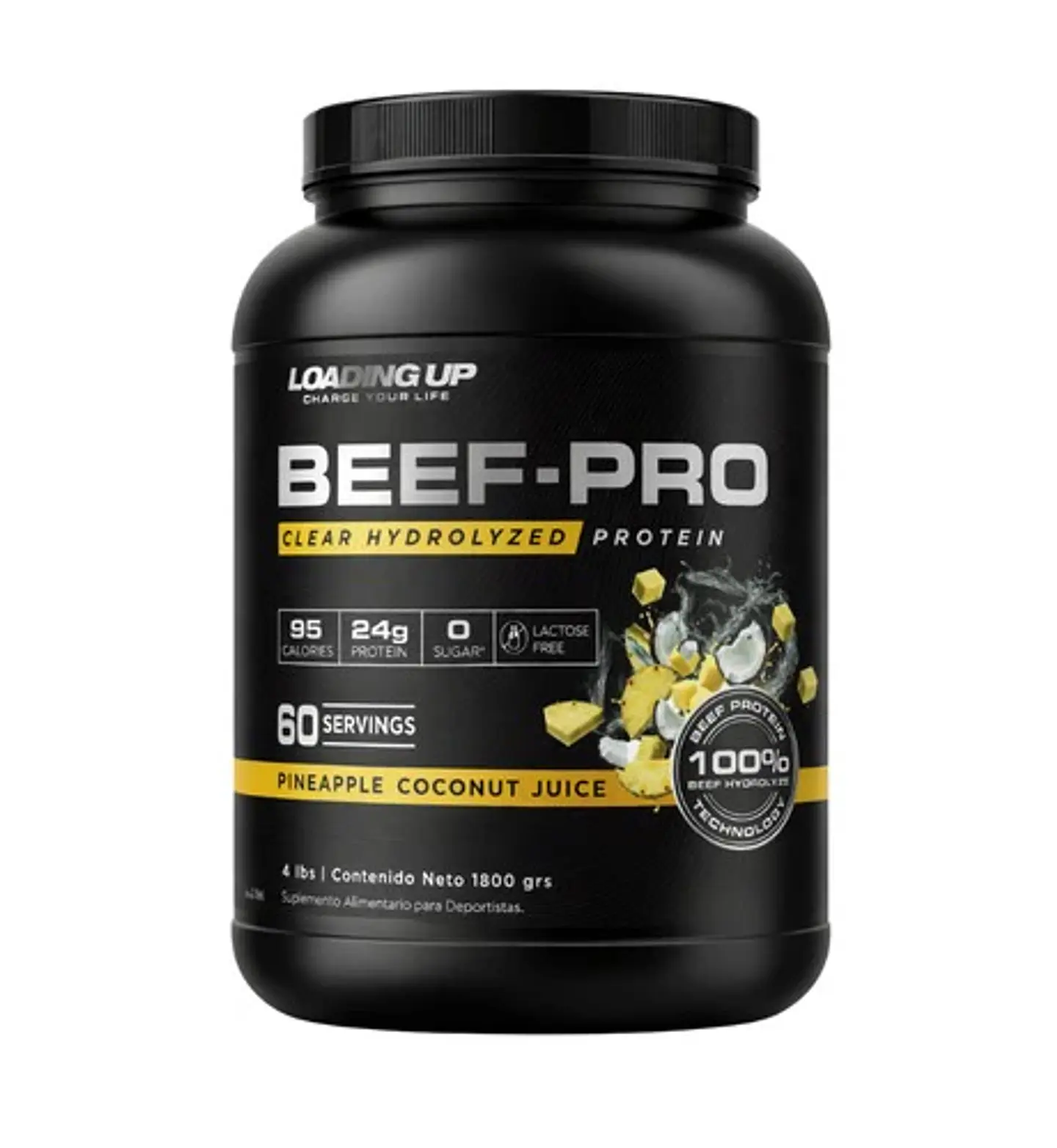 LOADING UP BEEF-PRO Clear Hydrolyzed Protein 4 lbs 60 servicios (TEXTURA DE JUGO) Pinneaple coconut 1