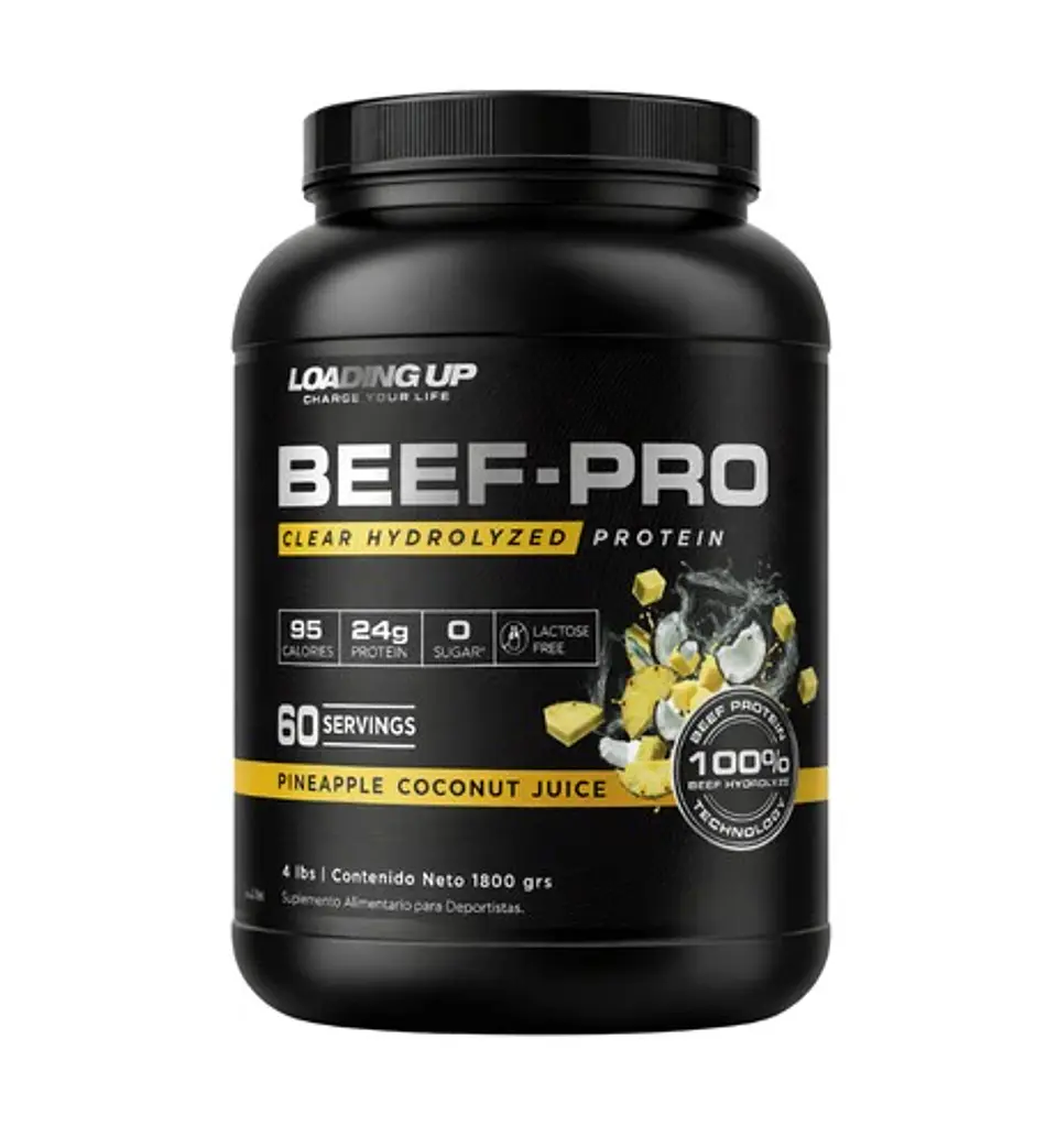 LOADING UP BEEF-PRO Clear Hydrolyzed Protein 4 lbs 60 servicios (TEXTURA DE JUGO) Pinneaple coconut 1