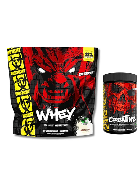 Whey MUTANT Gourmet Protein MIX Cookies N Cream 5lbs (60 servicios) + Mutant Creatina 300gr 100% PURE
