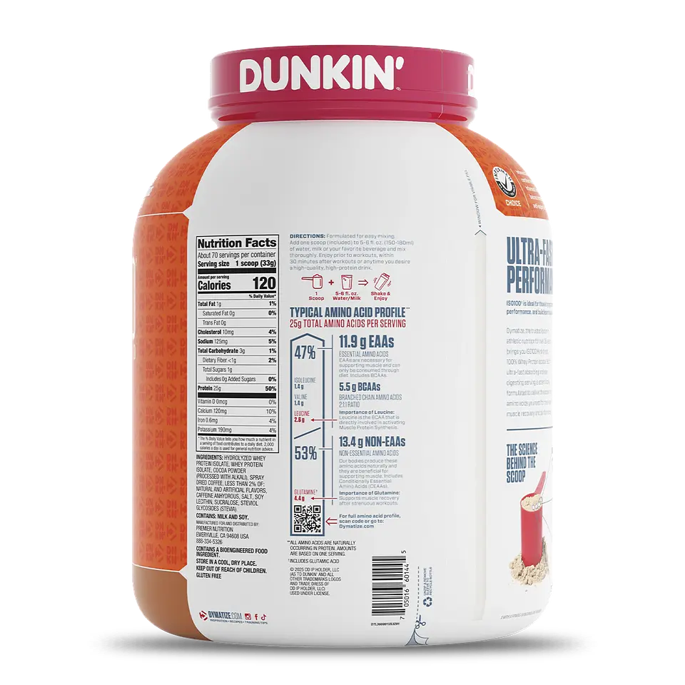 ISO 100 Dymatize Hydrolyzed DUNKIN’ 5 lbs (75 servicios) Mocha Latte  2