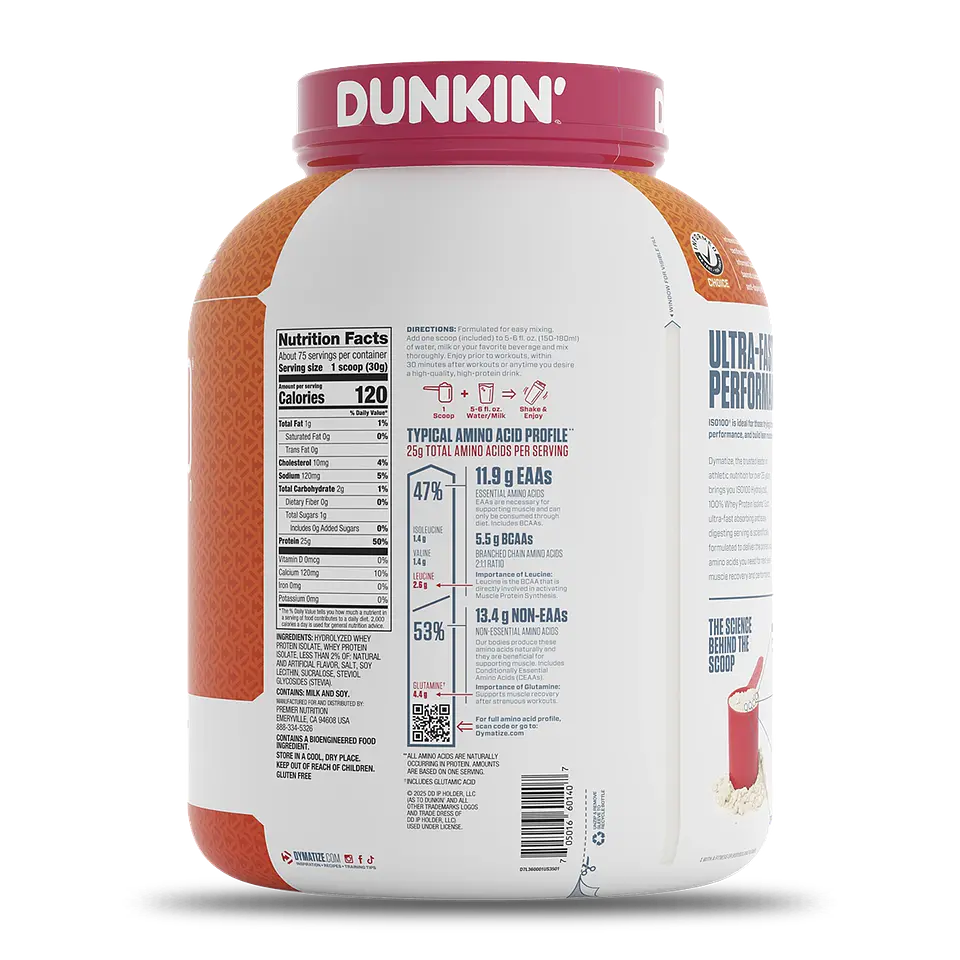 ISO 100 Dymatize Hydrolyzed DUNKIN’ 5 lbs (75 servicios) Glazed Donut 2