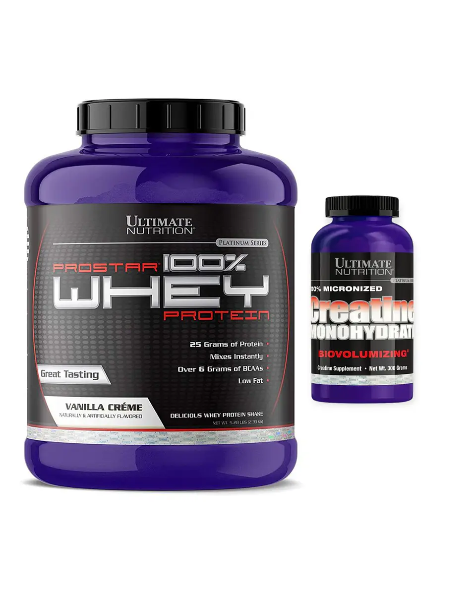 Ultimate Prostar 100% Whey 5.28 Lb Vainilla Creme + Ultimate Nutrition Creatina Biovolumizing 300 gr 1