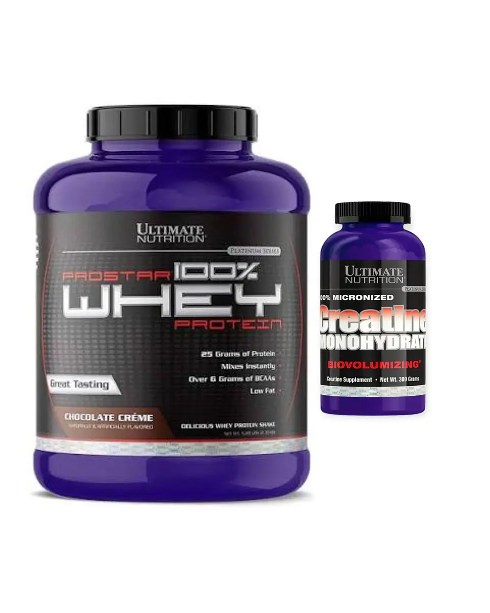 Ultimate Prostar 100% Whey 5.28 Lb Chocolate Creme + Ultimate Nutrition Creatina Biovolumizing 300 gr 1