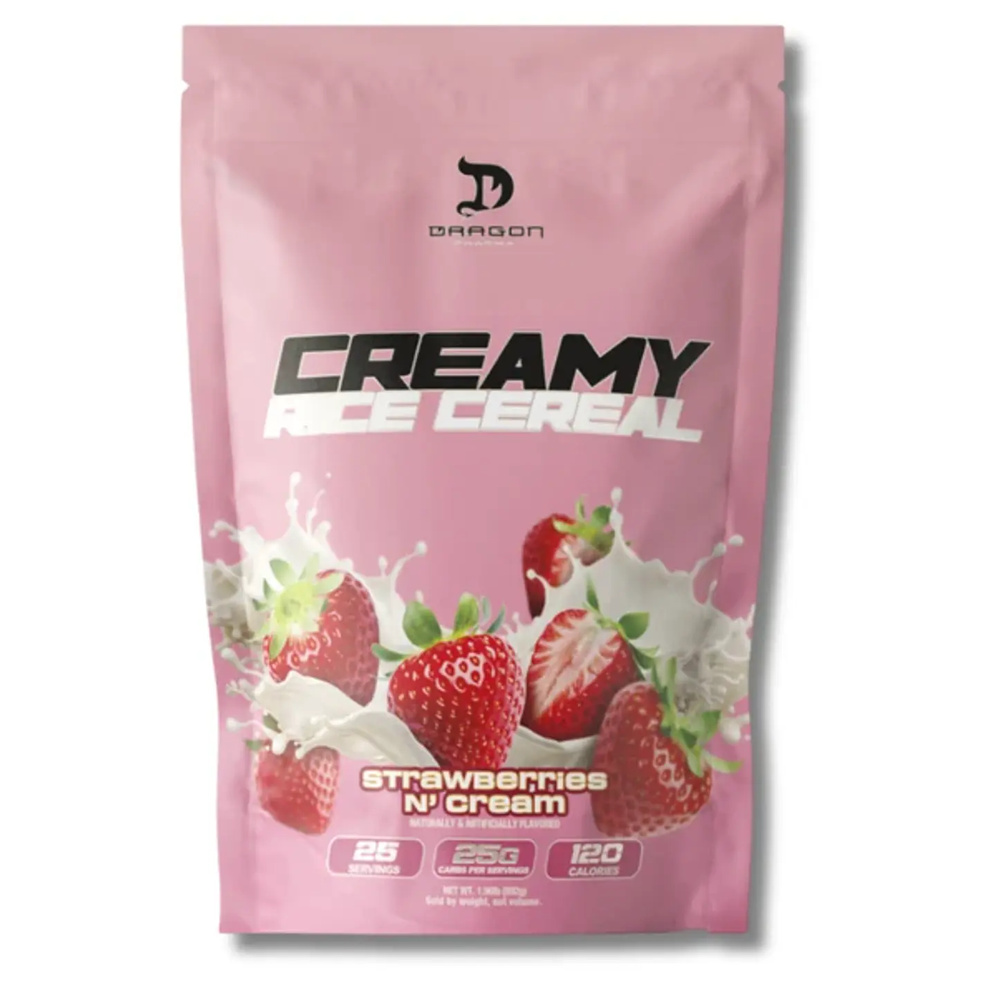 DRAGON PHARMA Creamy RICE CEREAL 1.96 lbs (25 servicios) Strawberries N cream 1