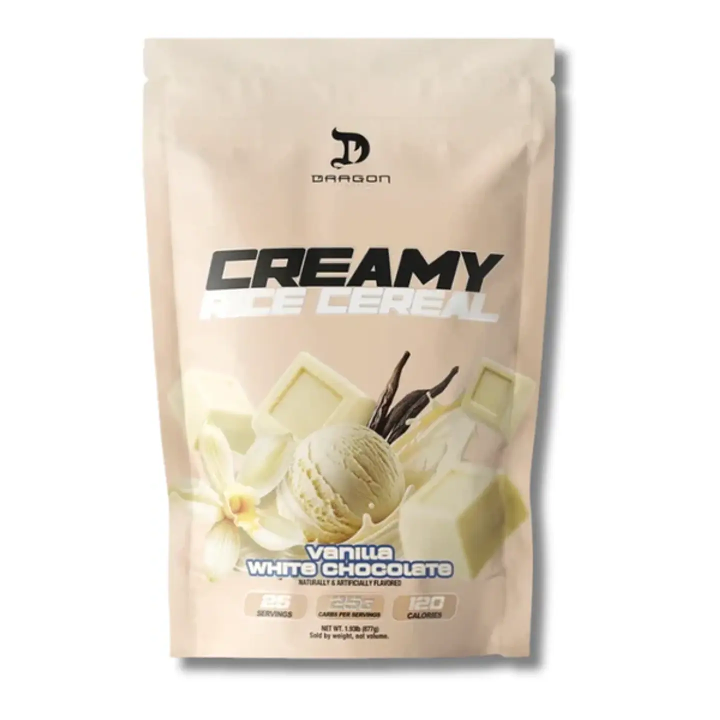 DRAGON PHARMA Creamy RICE CEREAL 1.96 lbs (25 servicios) Vainilla White Chocolate 1