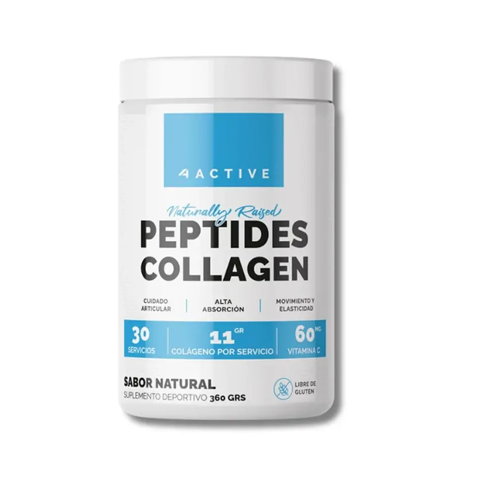 Colágeno PEPTIDOS Naturally Raised 4active 360 grs (30 servicios) 1