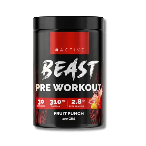 Pre entreno BEAST 4active 320 grs (30 servicios) Fruit Punch