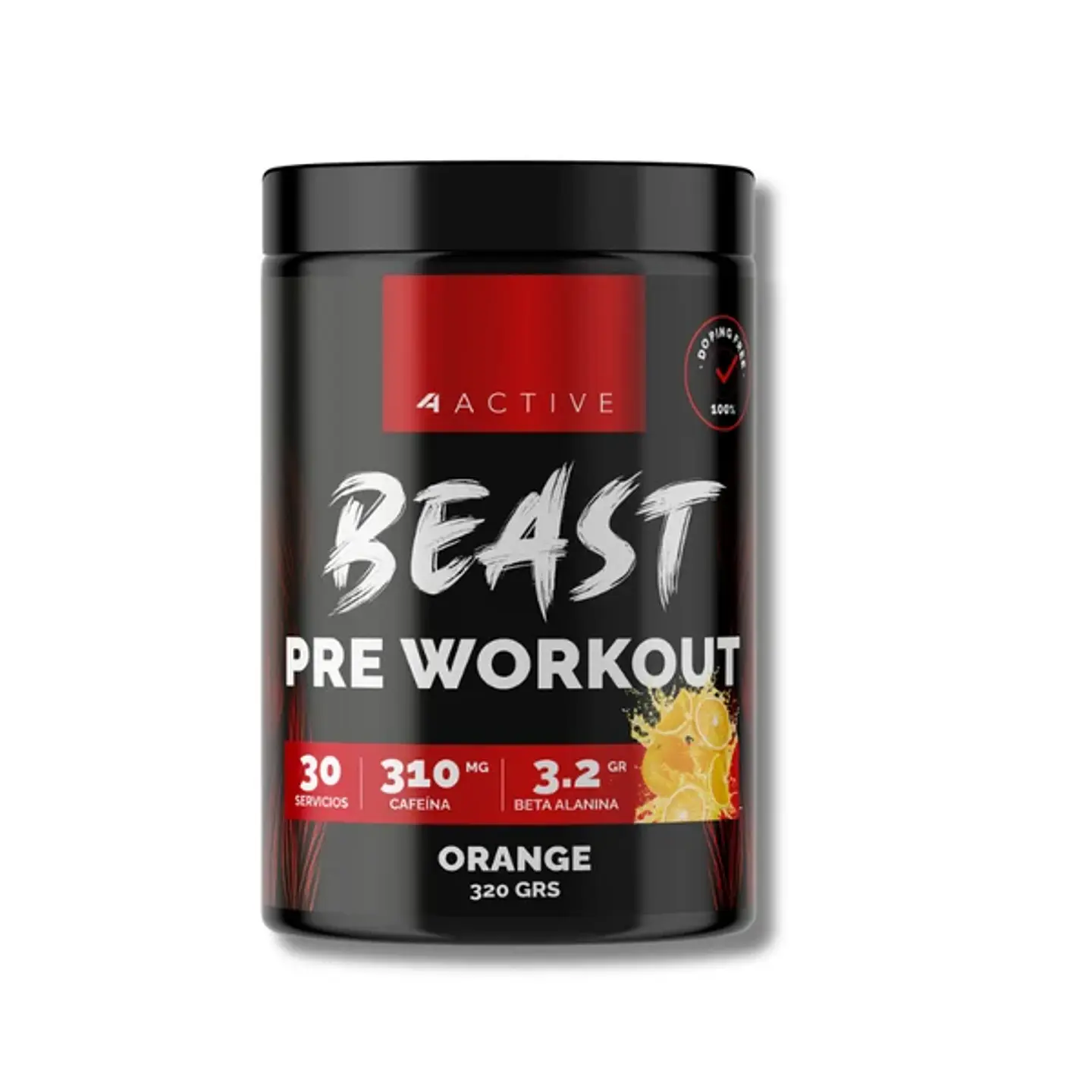 Pre entreno BEAST 4active 320 grs (30 servicios) Orange 1