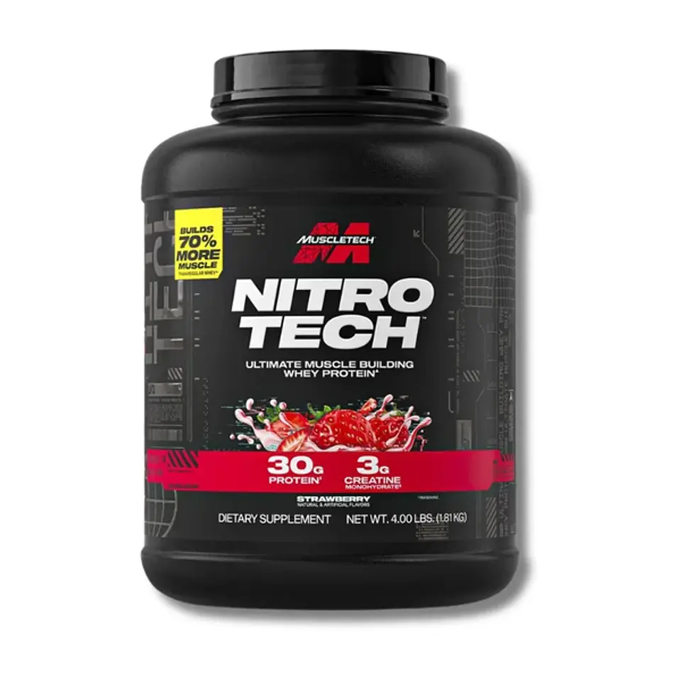 Muscletech NITROTECH Whey Protein (C/CREATINA) 4 lbs (41 servicios) Strawberry 1