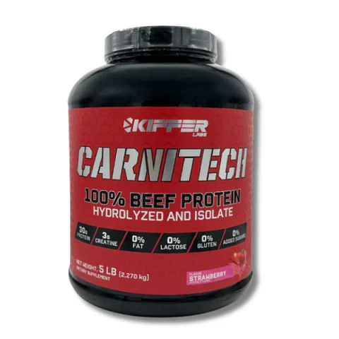 CARNITECH Kiffer 100% BEEF Protein HYDROLYZED and ISOLATE 5 lbs (57 servicios) Strawberry