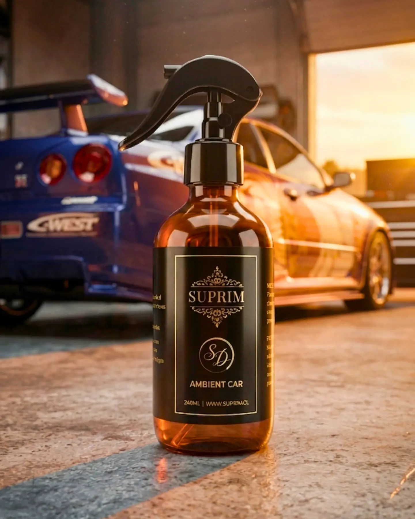 Perfume Para Auto Premium - Suprim Sunset Drift 240ml Vidrio Ámbar 1