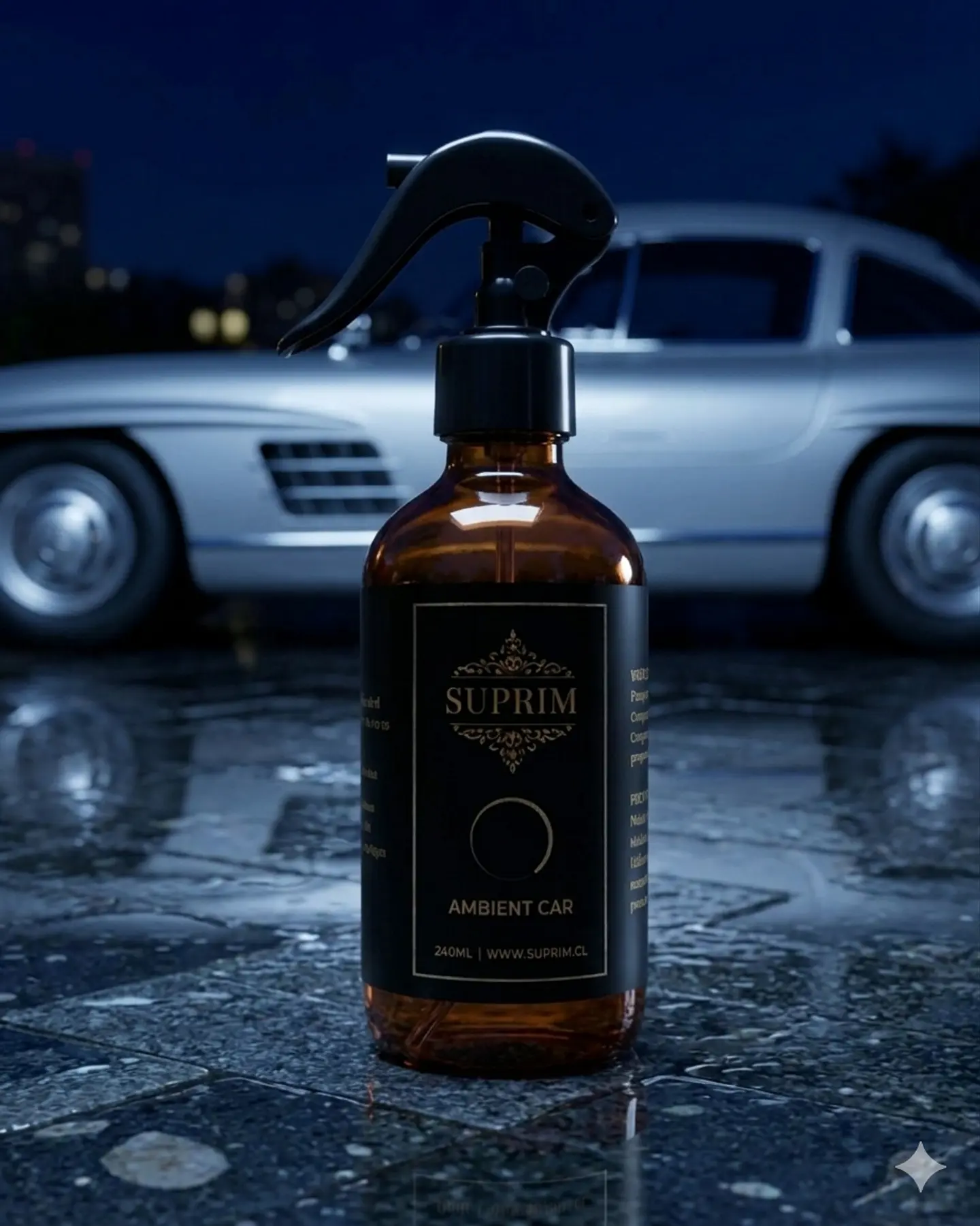 Perfume Para Auto Premium - Suprim Intense Black 240ml Vidrio Ámbar 3