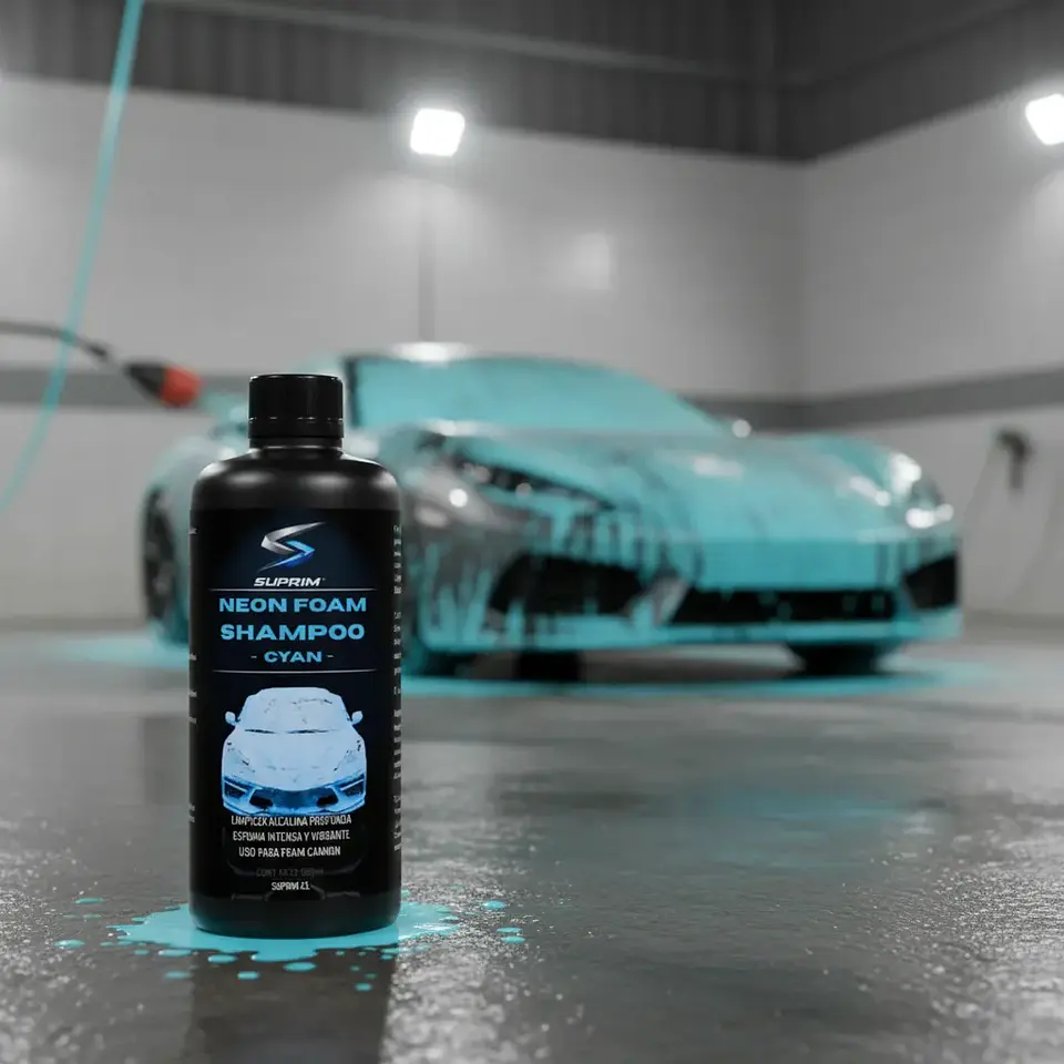 Shampoo Para Autos Suprim Neon Foam Celeste - Espuma Activa 5
