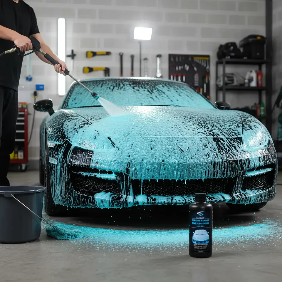 Shampoo Para Autos Suprim Neon Foam Celeste - Espuma Activa 2